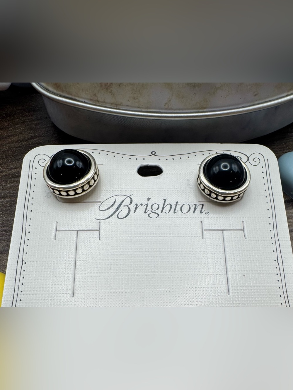 Brighton Black and Silver Dome Stud Earrings